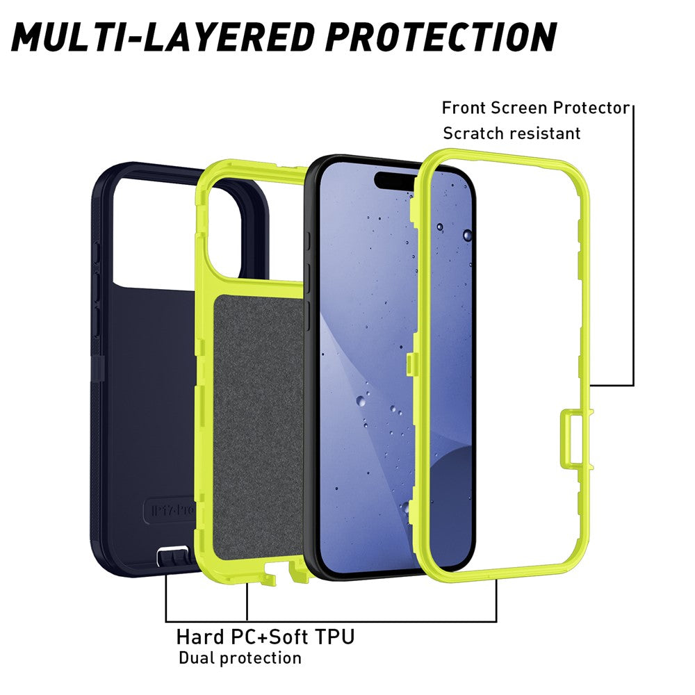 For iPhone 17 Pro Max Case Detachable PC + TPU Drop-Proof Back Cover - Dark Blue / Green