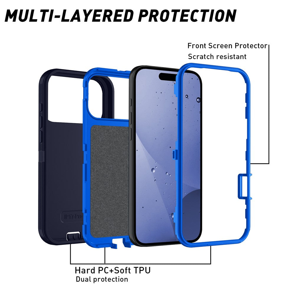 For iPhone 17 Pro Max Case Detachable PC + TPU Drop-Proof Back Cover - Dark Blue / Blue