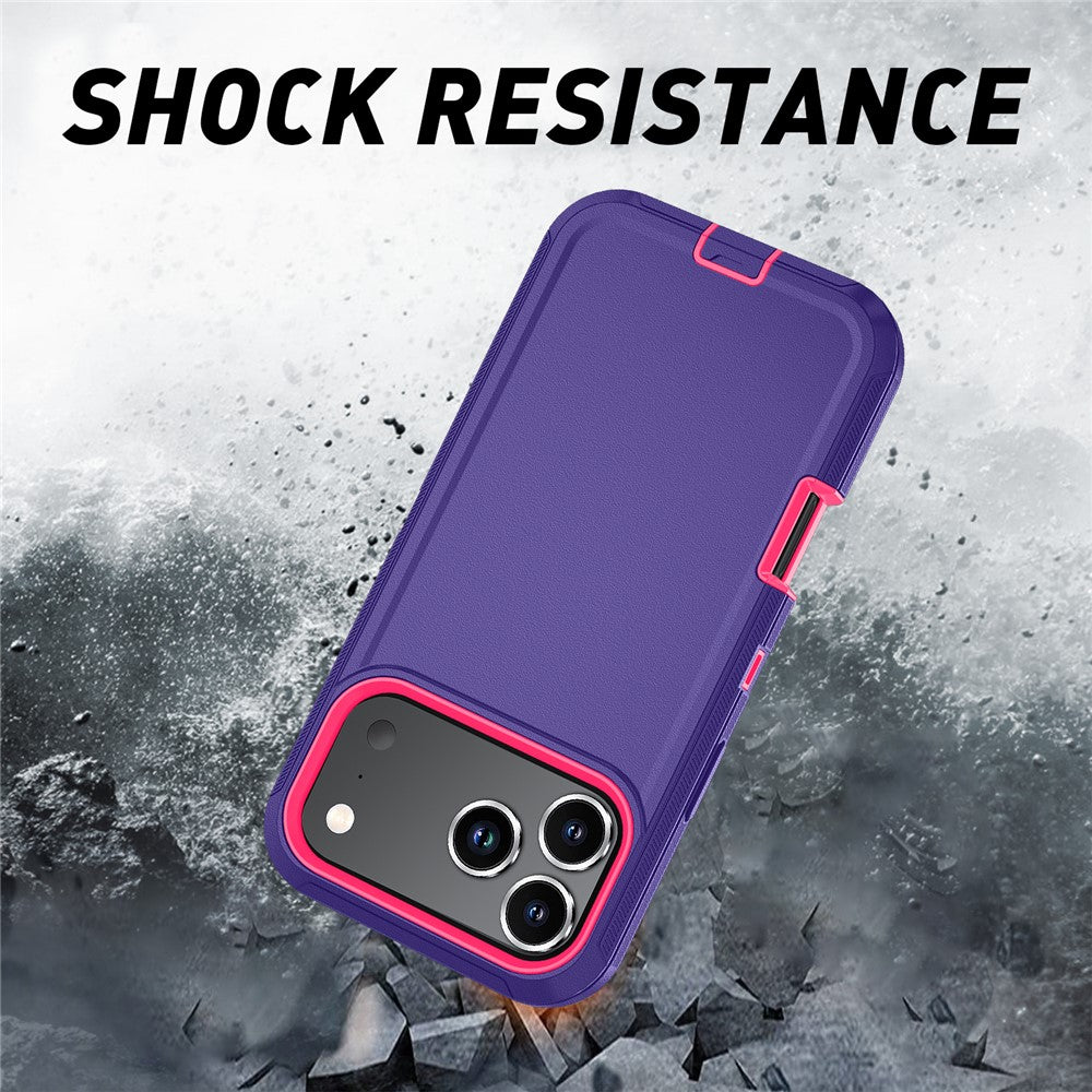 For iPhone 17 Pro Max Case Detachable PC + TPU Drop-Proof Back Cover - Dark Purple / Rose