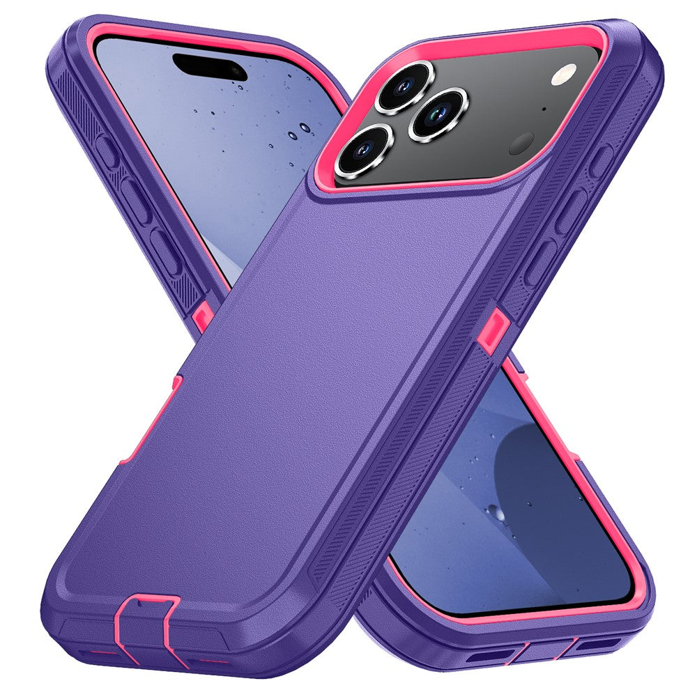 For iPhone 17 Pro Max Case Detachable PC + TPU Drop-Proof Back Cover - Dark Purple / Rose
