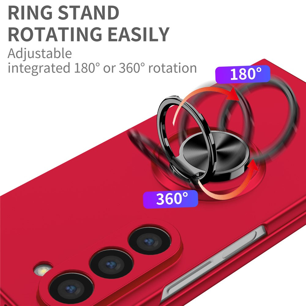 For Samsung Galaxy Z Fold7 5G Case Rotatable Ring Kickstand Hard PC Phone Cover - Red