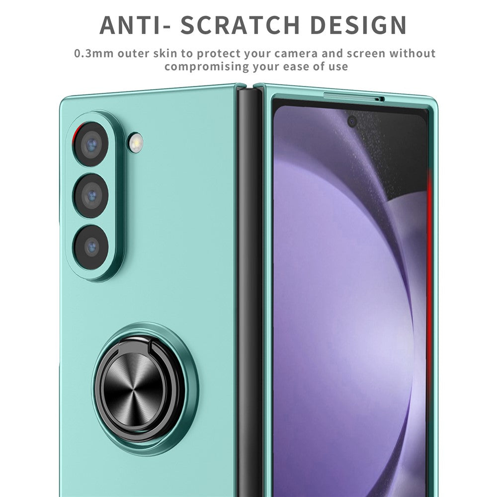For Samsung Galaxy Z Fold7 5G Case Rotatable Ring Kickstand Hard PC Phone Cover - Sky Blue