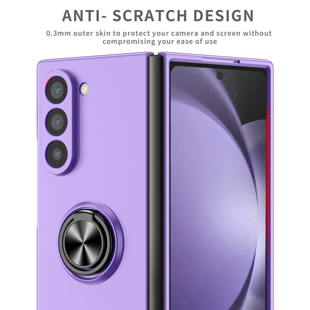 For Samsung Galaxy Z Fold7 5G Case Rotatable Ring Kickstand Hard PC Phone Cover - Purple