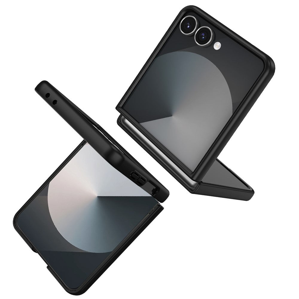 For Samsung Galaxy Z Flip7 5G Case Rotatable Ring Kickstand Hard PC Phone Cover - Black