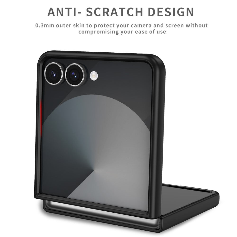 For Samsung Galaxy Z Flip7 5G Case Rotatable Ring Kickstand Hard PC Phone Cover - Black