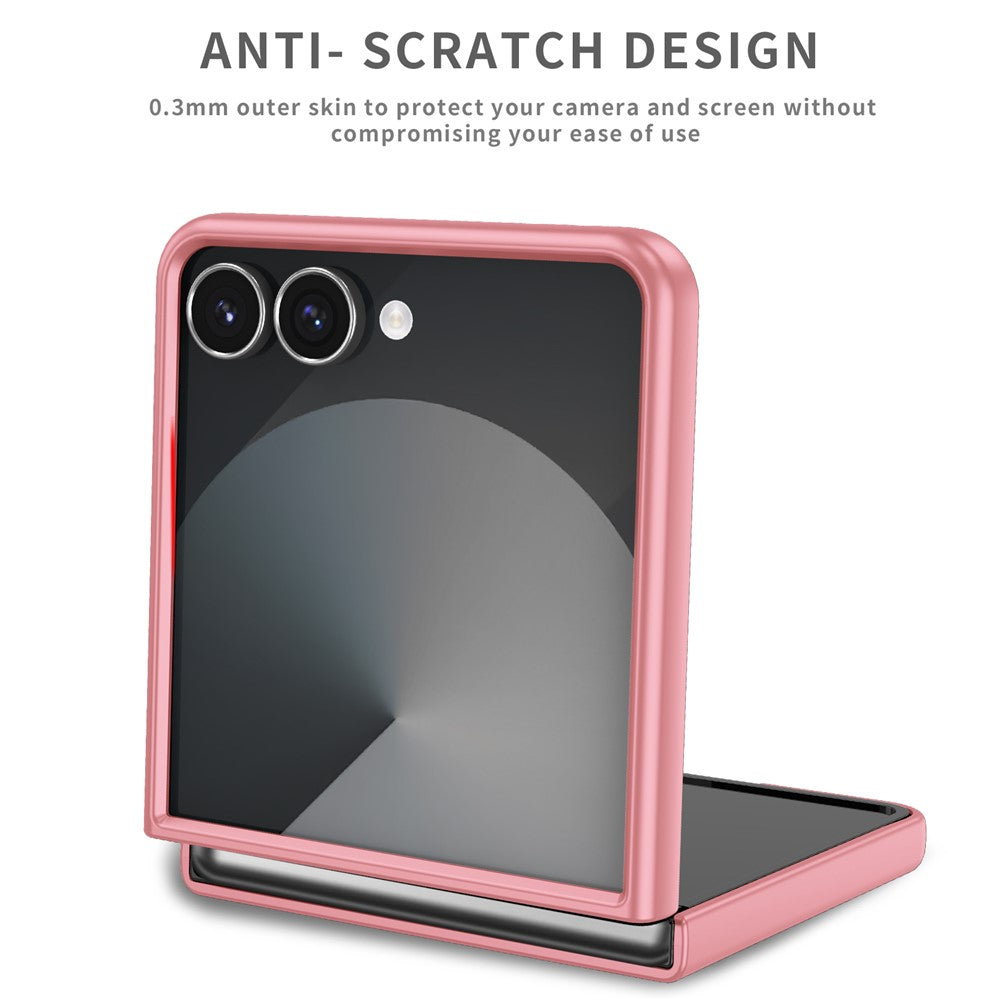 For Samsung Galaxy Z Flip7 5G Case Rotatable Ring Kickstand Hard PC Phone Cover - Pink