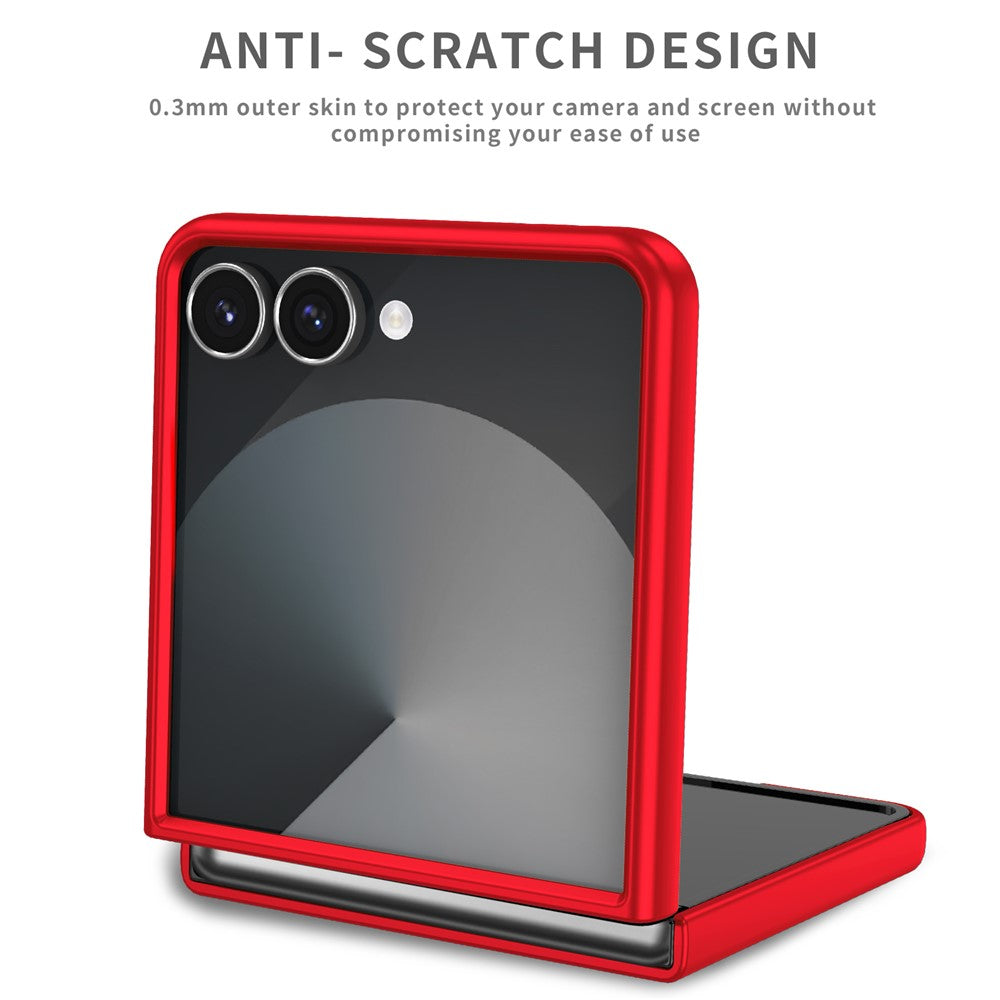 For Samsung Galaxy Z Flip7 5G Case Rotatable Ring Kickstand Hard PC Phone Cover - Red