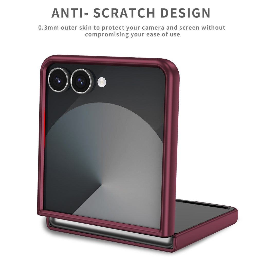 For Samsung Galaxy Z Flip7 5G Case Rotatable Ring Kickstand Hard PC Phone Cover - Wine Red
