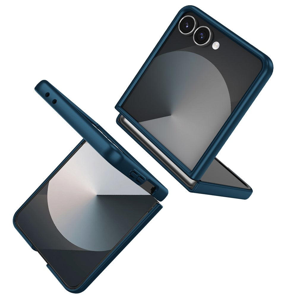 For Samsung Galaxy Z Flip7 5G Case Rotatable Ring Kickstand Hard PC Phone Cover - Dark Blue