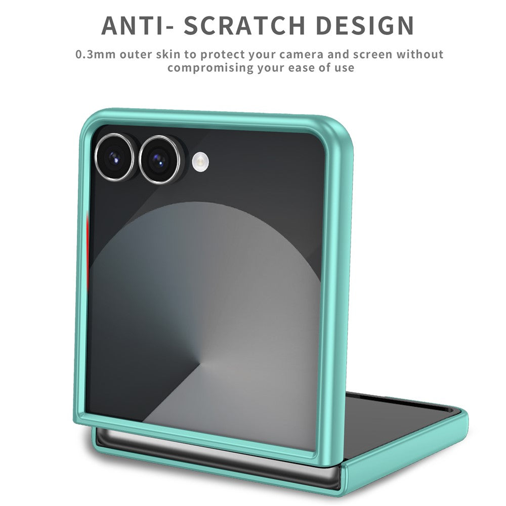For Samsung Galaxy Z Flip7 5G Case Rotatable Ring Kickstand Hard PC Phone Cover - Sky Blue