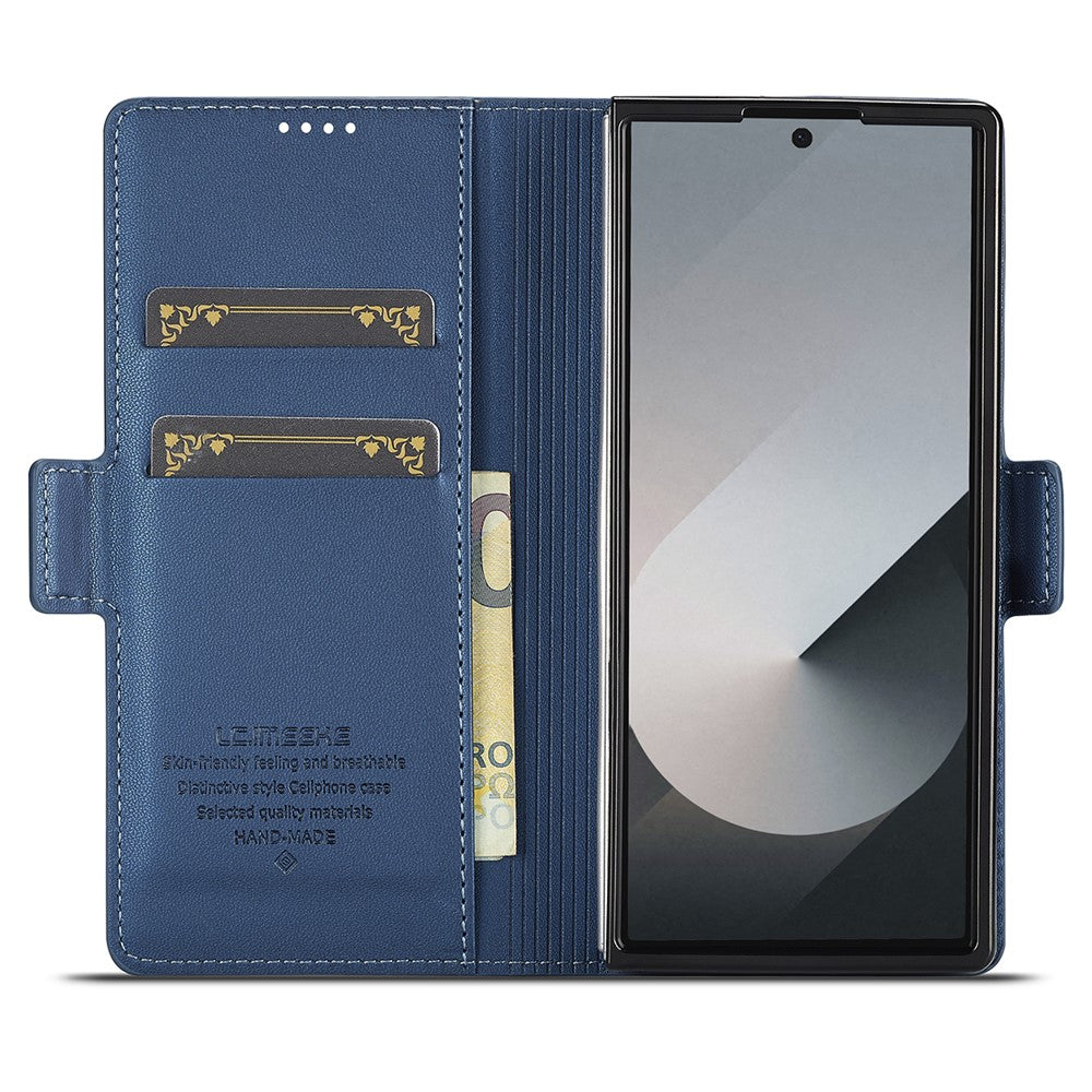 LC.IMEEKE L1 Series for Samsung Galaxy Z Fold7 5G Case PU Leather Wallet Stand Protective Phone Cover - Blue