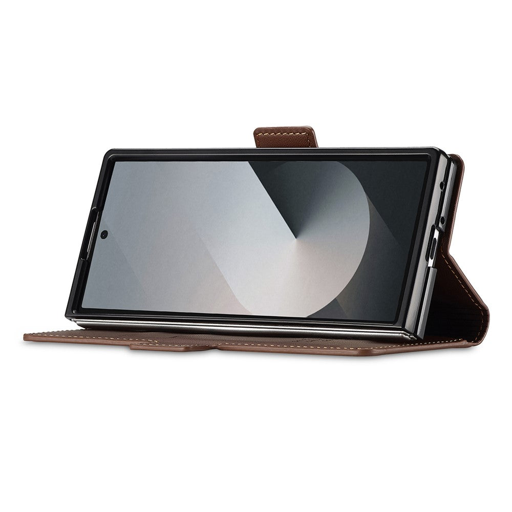 LC.IMEEKE L1 Series for Samsung Galaxy Z Fold7 5G Case PU Leather Wallet Stand Protective Phone Cover - Brown