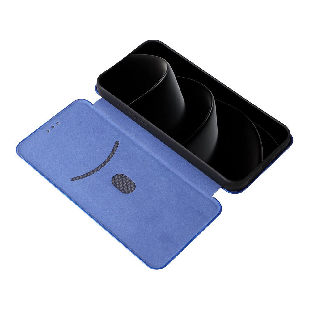 For iPhone 17 Pro Max Case Carbon Fiber Texture Drop-Proof PU Leather Phone Cover - Blue
