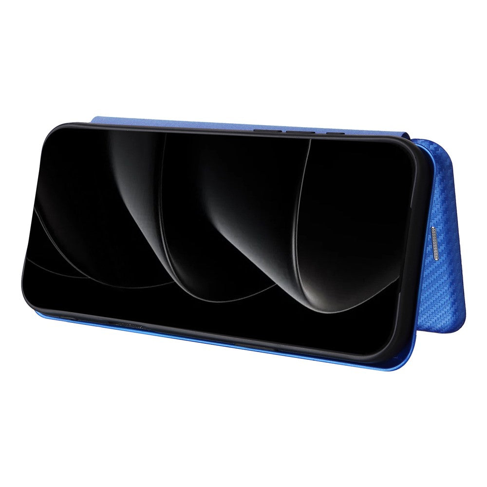 For iPhone 17 Pro Max Case Carbon Fiber Texture Drop-Proof PU Leather Phone Cover - Blue