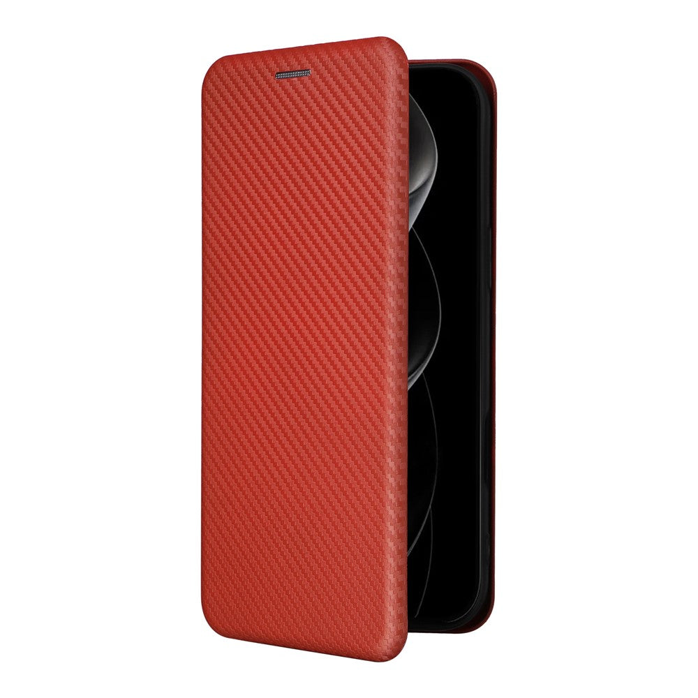 For iPhone 17 Pro Max Case Carbon Fiber Texture Drop-Proof PU Leather Phone Cover - Brown