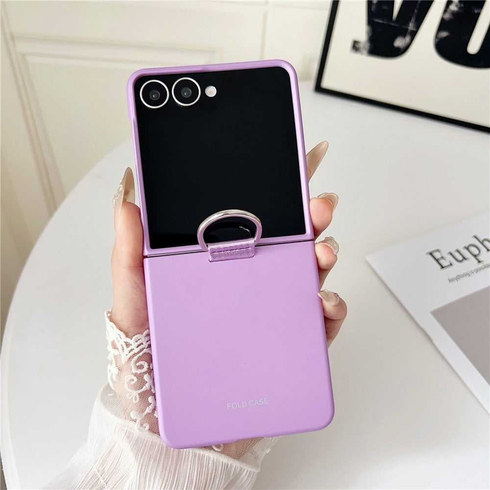 For Samsung Galaxy Z Flip7 5G Case Ring Holder Anti Drop Rubberized PC Phone Cover - Purple