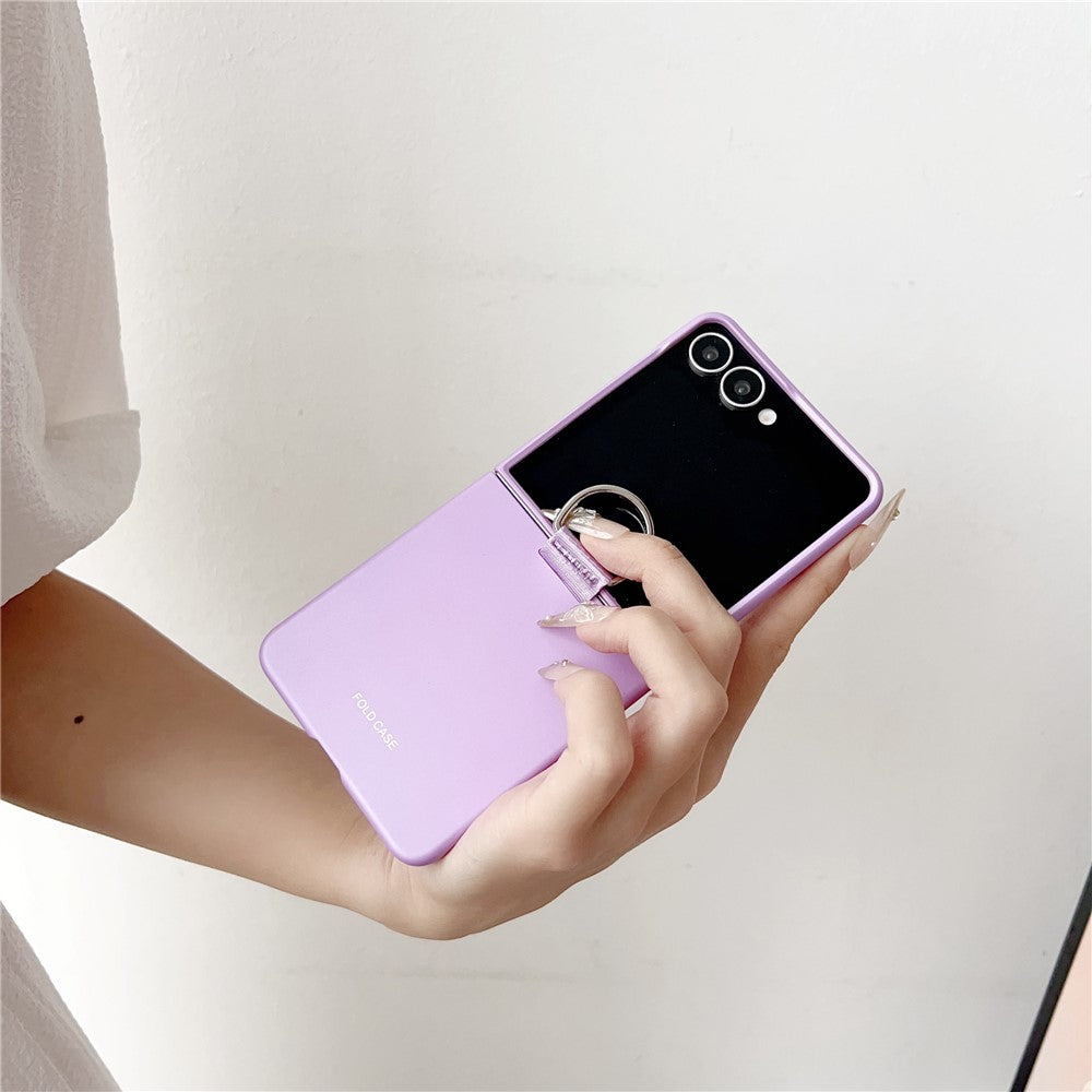 For Samsung Galaxy Z Flip7 5G Case Ring Holder Anti Drop Rubberized PC Phone Cover - Purple