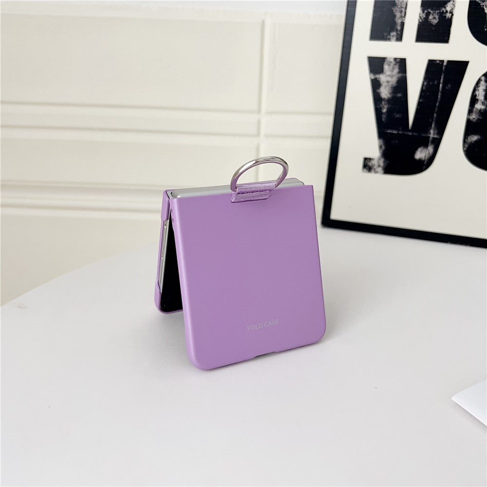 For Samsung Galaxy Z Flip7 5G Case Ring Holder Anti Drop Rubberized PC Phone Cover - Purple
