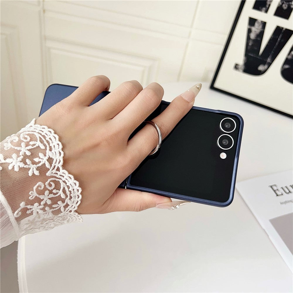 For Samsung Galaxy Z Flip7 5G Case Ring Holder Anti Drop Rubberized PC Phone Cover - Sapphire