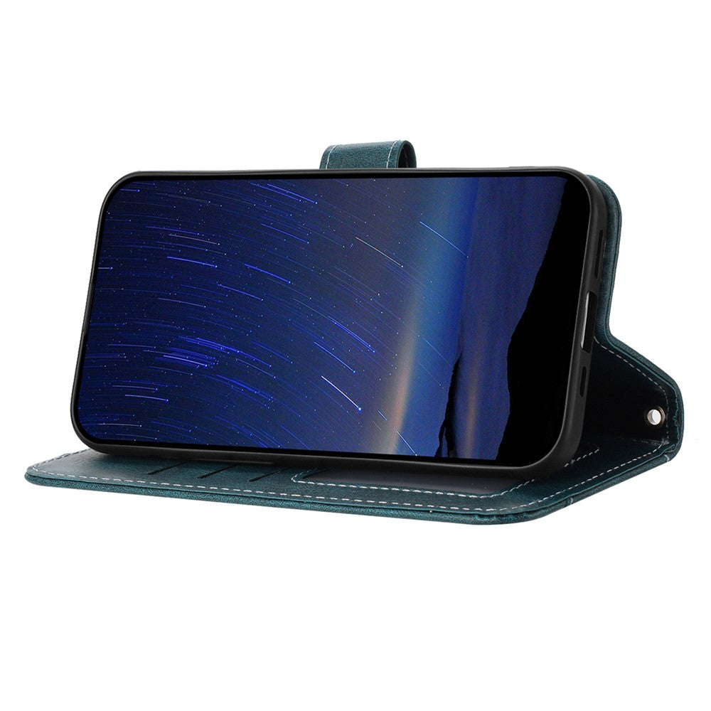 For iPhone 17 Pro Max Case Zipper Pocket Wallet Leather Phone Cover with Wrist Strap - Blackish Green