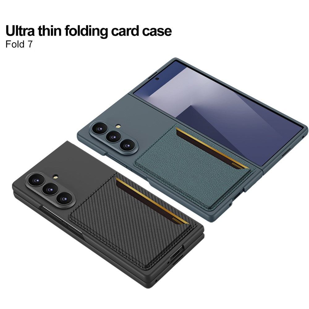 GKK For Samsung Galaxy Z Fold7 5G Case Hard PC Phone Cover with Slim Card Holder, Screen Film - Titanium Grey
