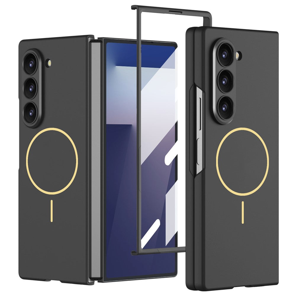 GKK For Samsung Galaxy Z Fold7 5G Magnetic Case Slim Hard PC + Tempered Glass Phone Cover with Screen Film - Black