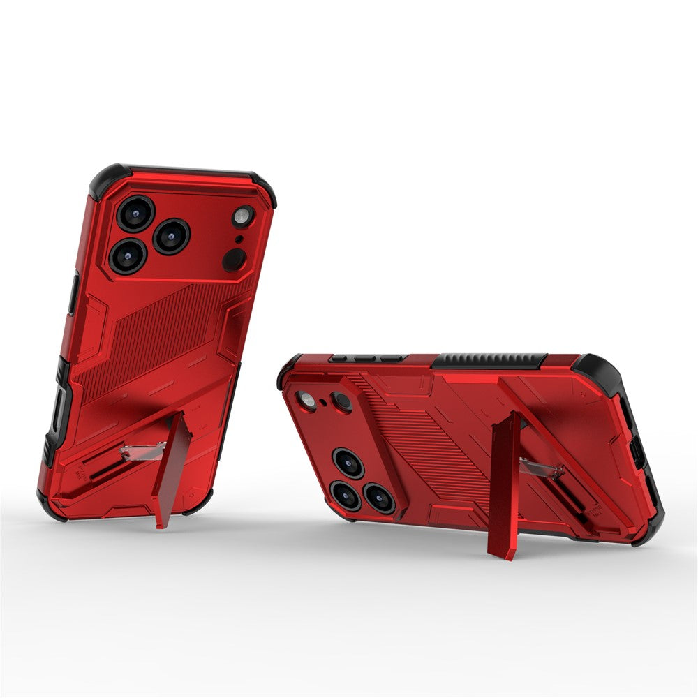 For iPhone 17 Pro Max Case PC + TPU Shockproof Phone Cover with Kickstand - Red