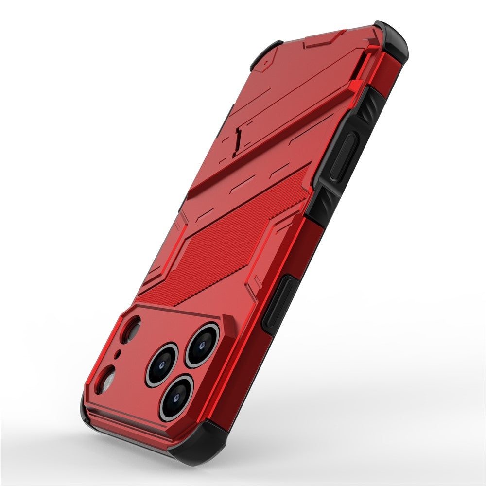 For iPhone 17 Pro Max Case PC + TPU Shockproof Phone Cover with Kickstand - Red