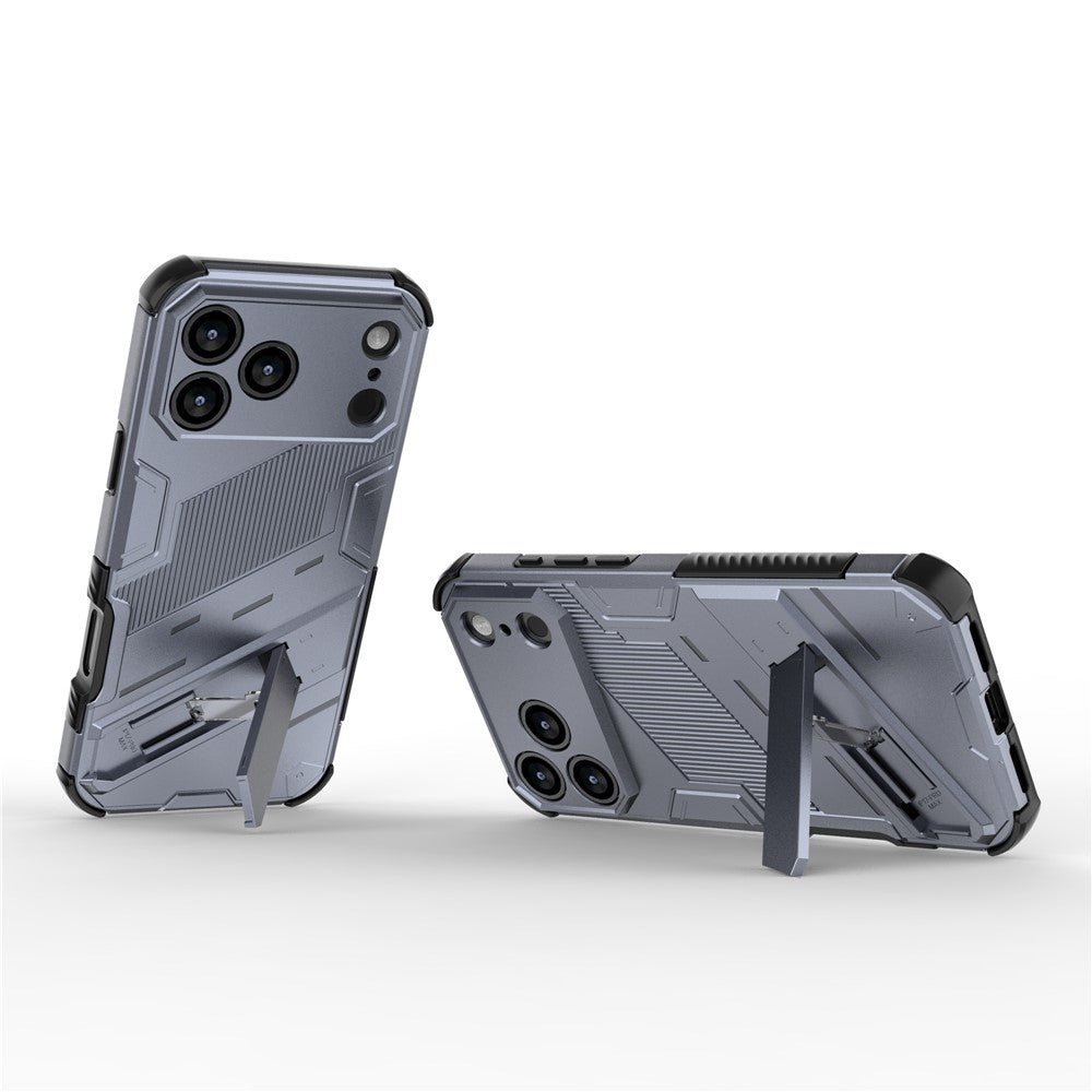 For iPhone 17 Pro Max Case PC + TPU Shockproof Phone Cover with Kickstand - Grey