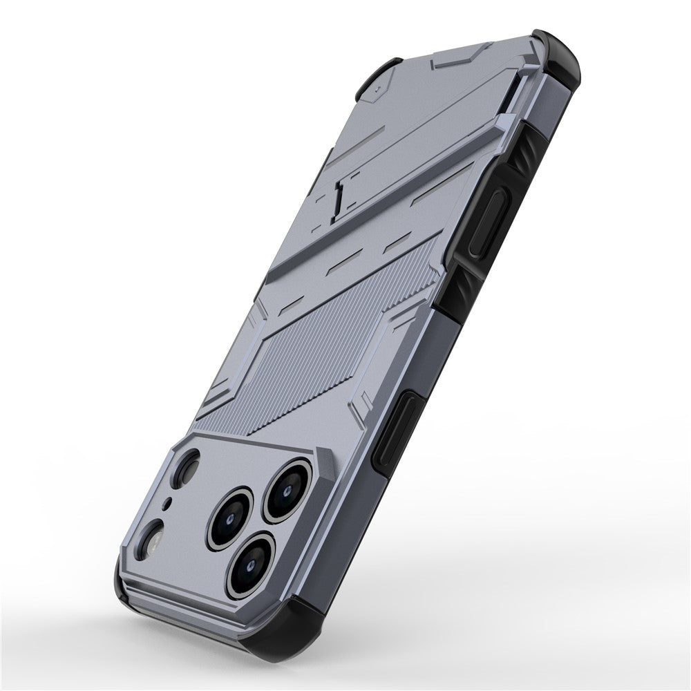 For iPhone 17 Pro Max Case PC + TPU Shockproof Phone Cover with Kickstand - Grey