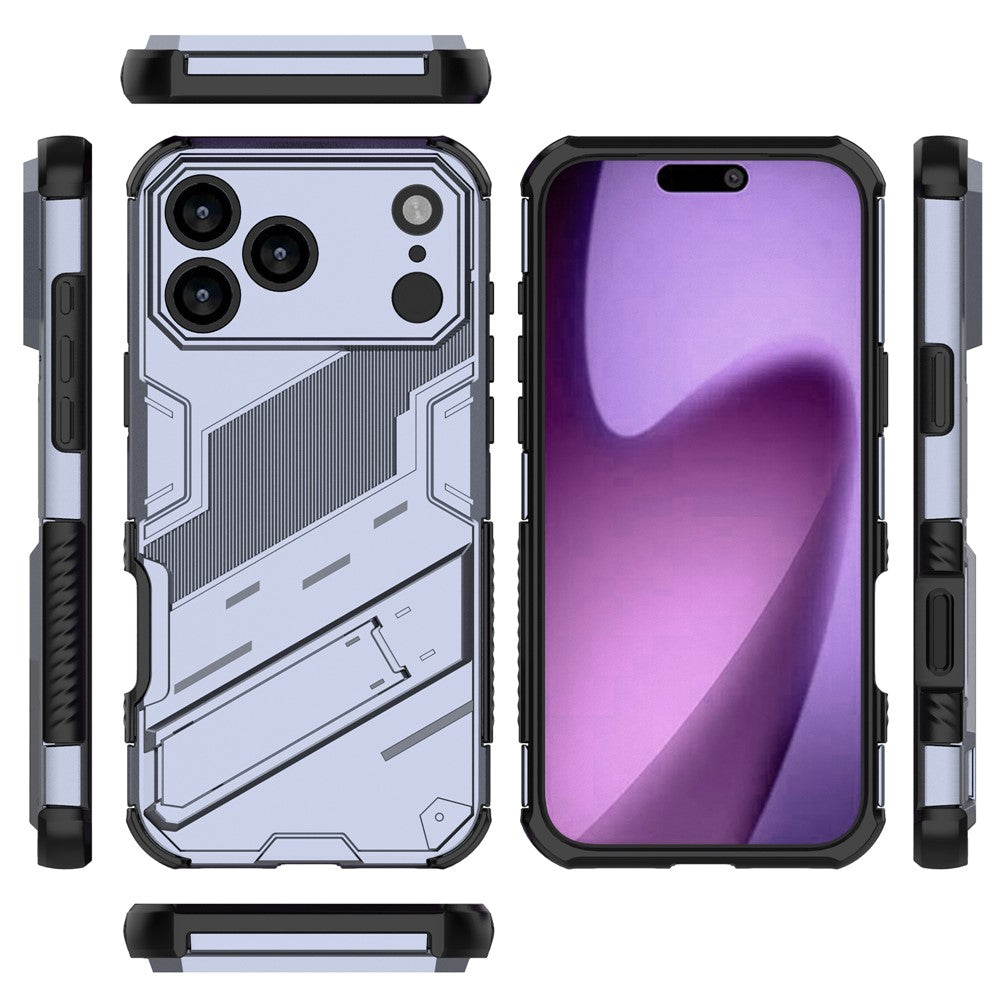 For iPhone 17 Pro Max Case PC + TPU Shockproof Phone Cover with Kickstand - Grey