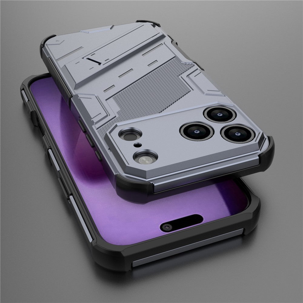 For iPhone 17 Pro Max Case PC + TPU Shockproof Phone Cover with Kickstand - Grey