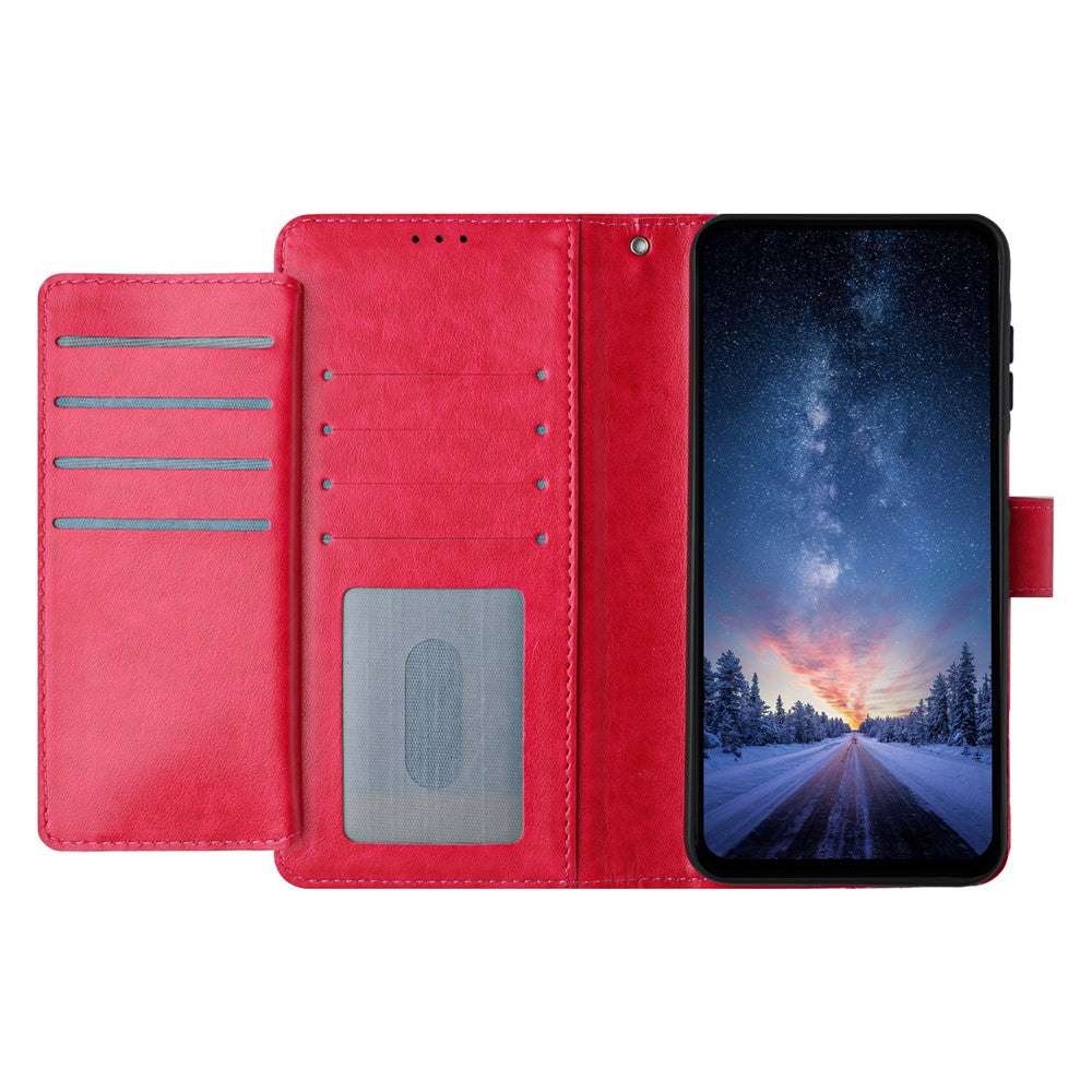 For iPhone 17 Pro Max Wallet Phone Case Stand PU Leather Folio Flip Cover with 8 Card Slot - Rose