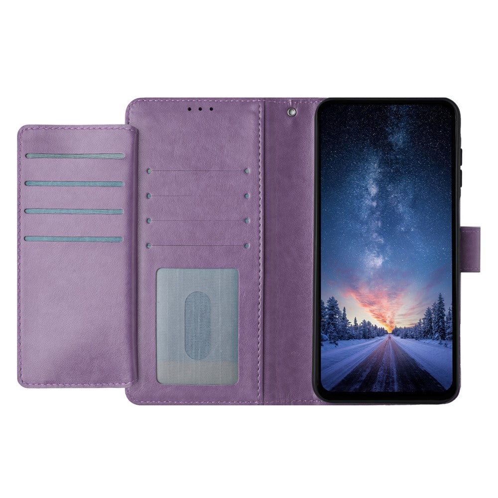 For iPhone 17 Pro Max Wallet Phone Case Stand PU Leather Folio Flip Cover with 8 Card Slot - Purple