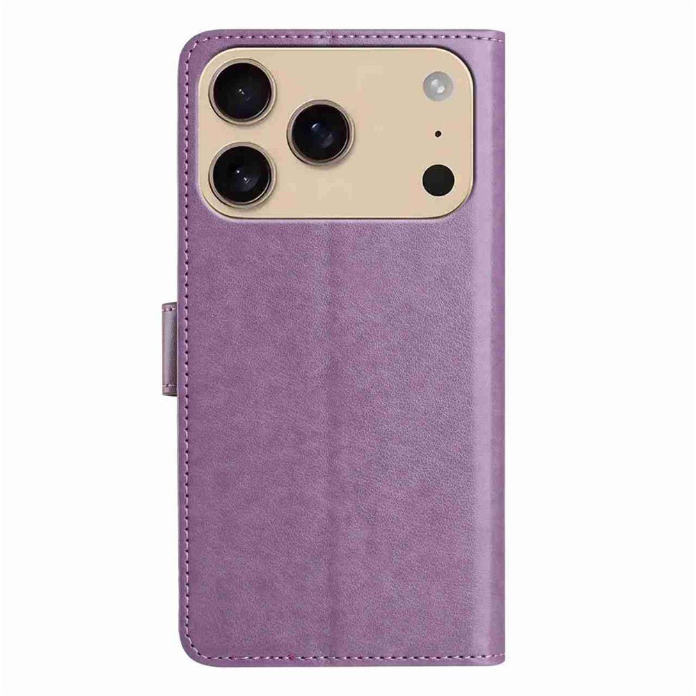 For iPhone 17 Pro Max Wallet Phone Case Stand PU Leather Folio Flip Cover with 8 Card Slot - Purple