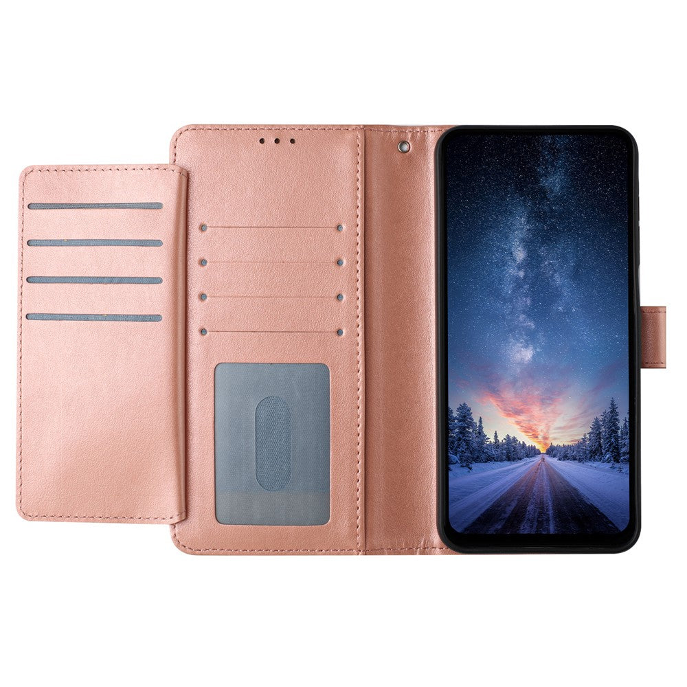 For iPhone 17 Pro Max Wallet Phone Case Stand PU Leather Folio Flip Cover with 8 Card Slot - Rose Gold