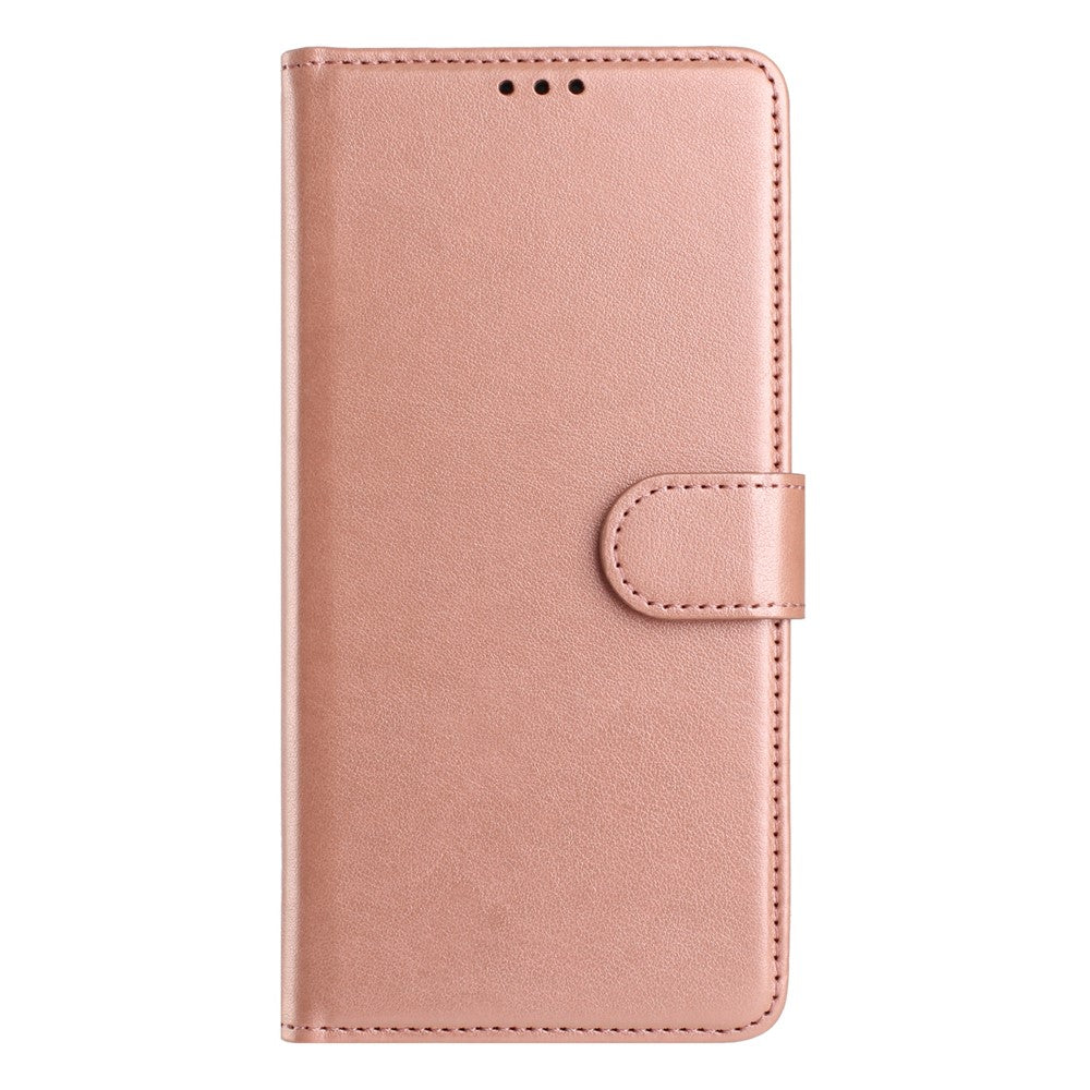 For iPhone 17 Pro Max Wallet Phone Case Stand PU Leather Folio Flip Cover with 8 Card Slot - Rose Gold