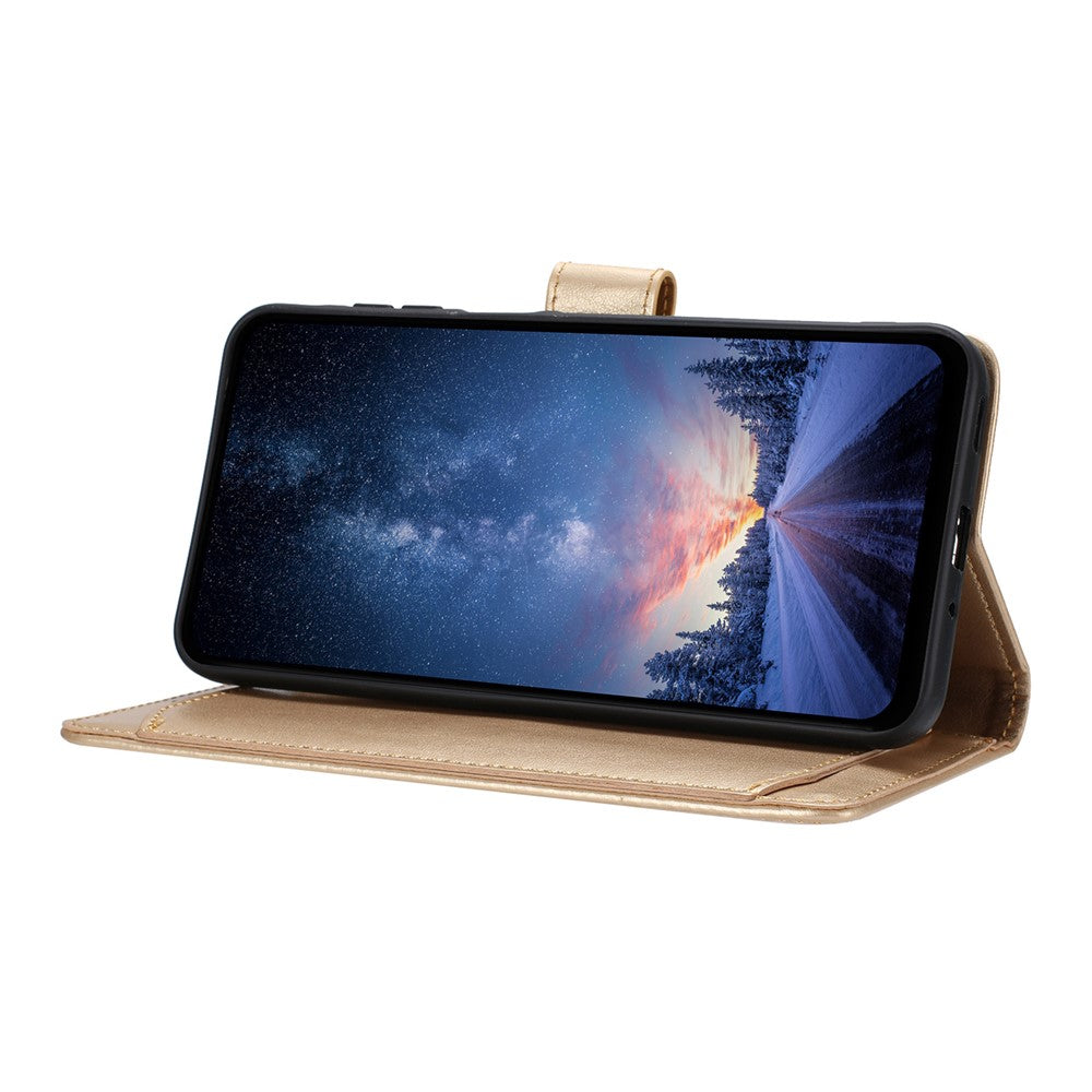 For iPhone 17 Pro Max Wallet Phone Case Stand PU Leather Folio Flip Cover with 8 Card Slot - Gold