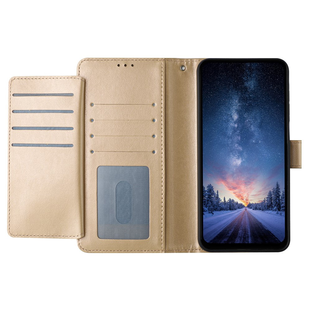 For iPhone 17 Pro Max Wallet Phone Case Stand PU Leather Folio Flip Cover with 8 Card Slot - Gold