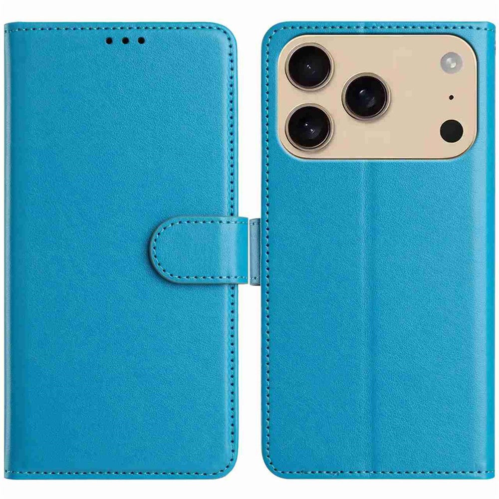 For iPhone 17 Pro Max Wallet Phone Case Stand PU Leather Folio Flip Cover with 8 Card Slot - Sky Blue