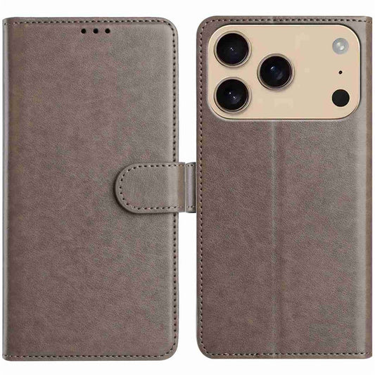 For iPhone 17 Pro Max Wallet Phone Case Stand PU Leather Folio Flip Cover with 8 Card Slot - Grey