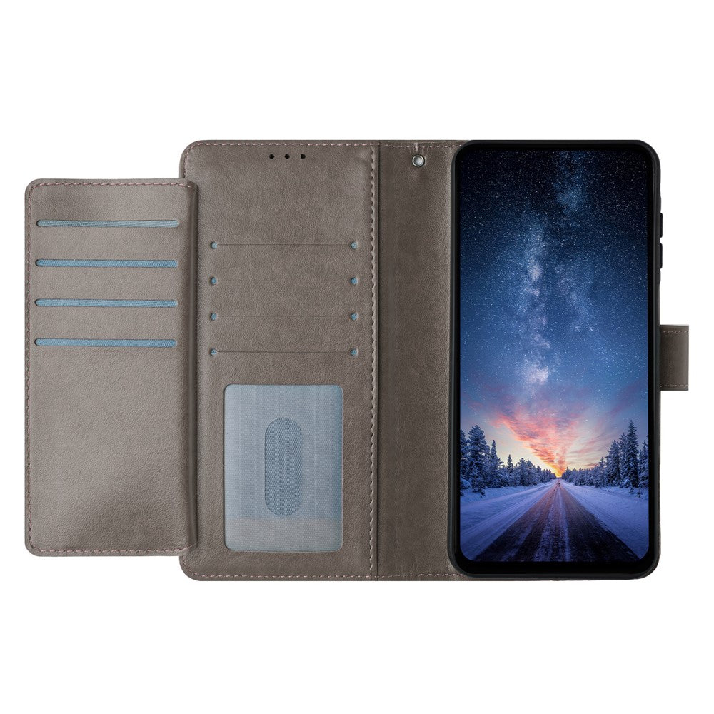 For iPhone 17 Pro Max Wallet Phone Case Stand PU Leather Folio Flip Cover with 8 Card Slot - Grey