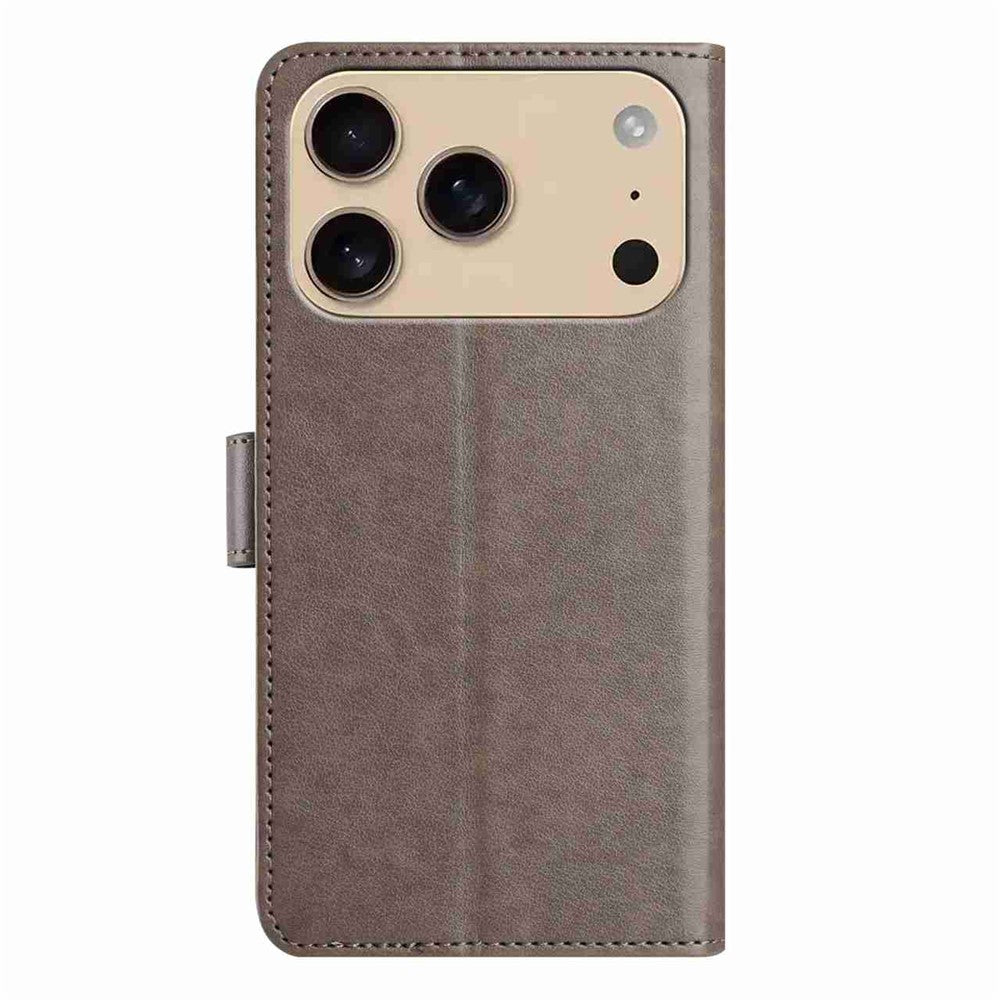 For iPhone 17 Pro Max Wallet Phone Case Stand PU Leather Folio Flip Cover with 8 Card Slot - Grey