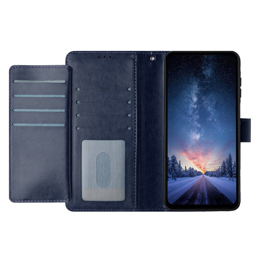 For iPhone 17 Pro Max Wallet Phone Case Stand PU Leather Folio Flip Cover with 8 Card Slot - Dark Blue