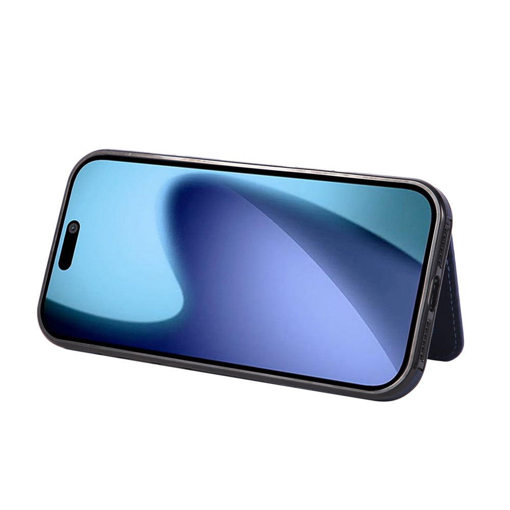 For iPhone 17 Pro Max Case Card Holder Kickstand PU Leather + TPU Phone Cover - Blue