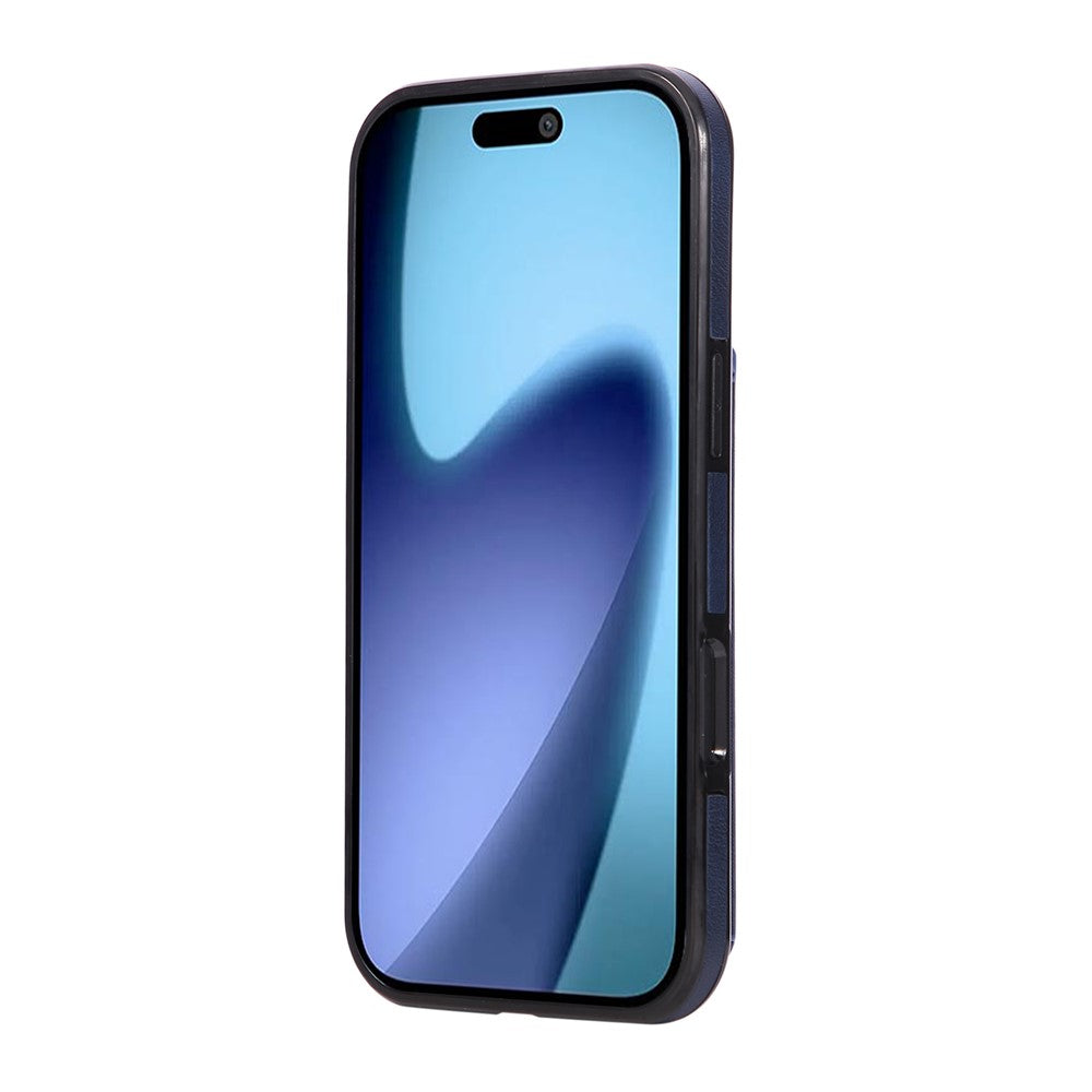 For iPhone 17 Pro Max Case Card Holder Kickstand PU Leather + TPU Phone Cover - Blue