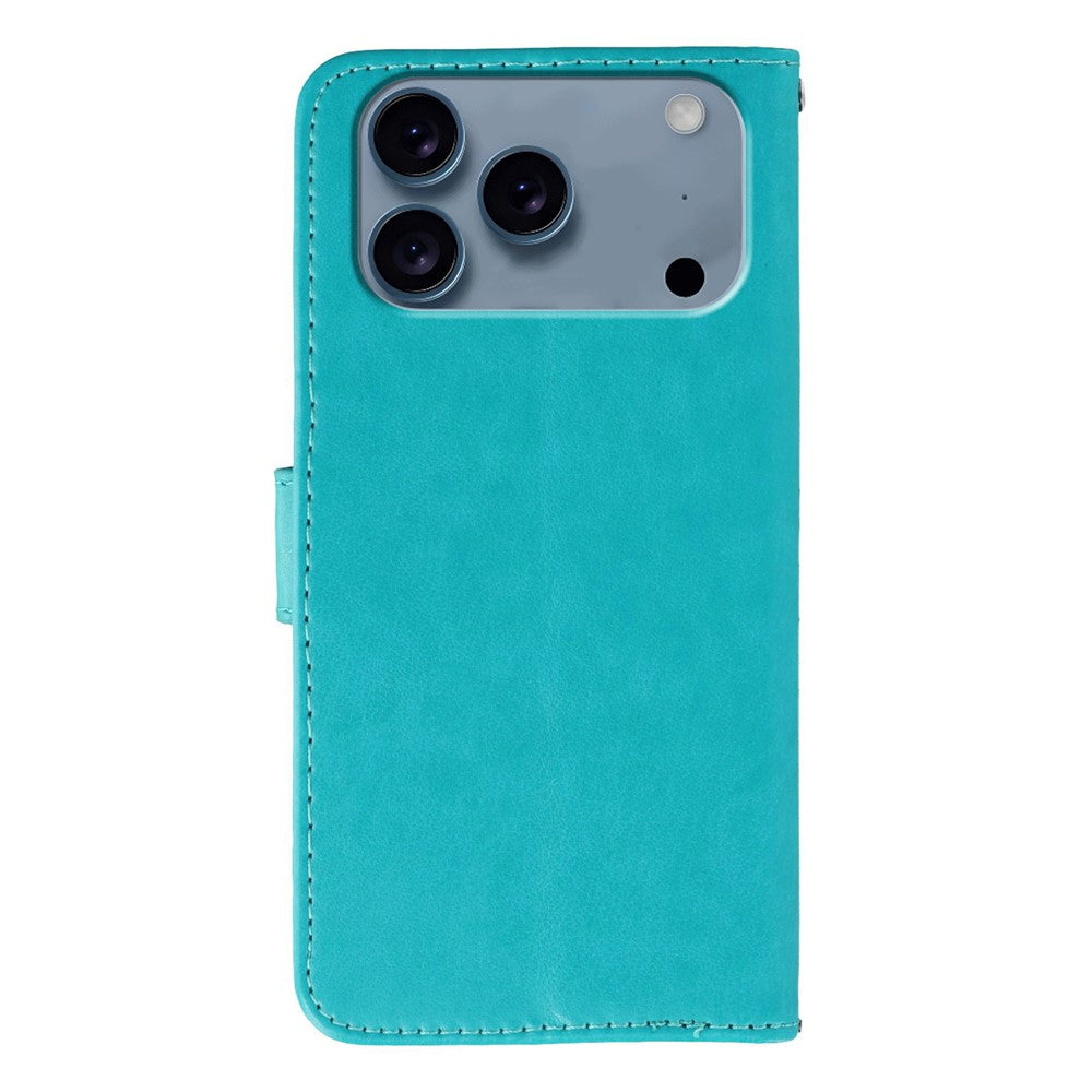 For iPhone 17 Pro Max Case PU Leather Flip Wallet Phone Cover with Strap - Blue