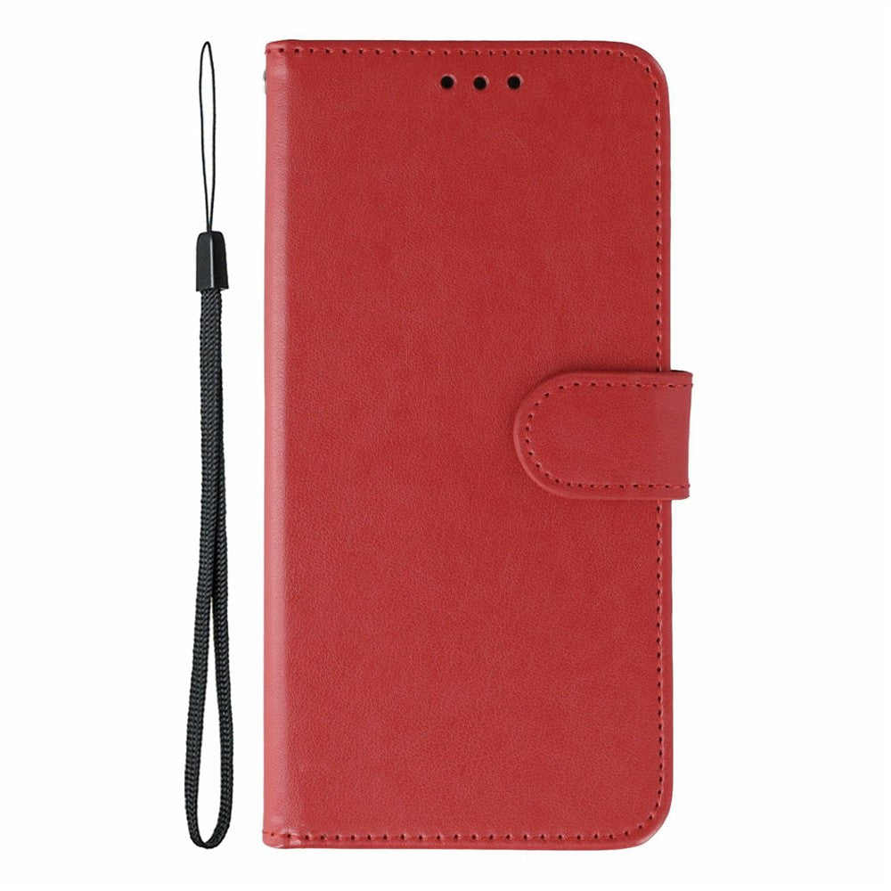 For iPhone 17 Pro Max Case PU Leather Flip Wallet Phone Cover with Strap - Red
