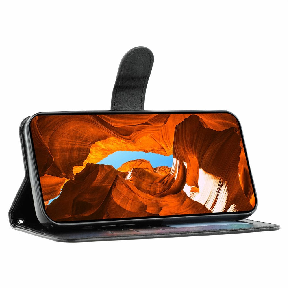 For iPhone 17 Pro Max Case PU Leather Flip Wallet Phone Cover with Strap - Black