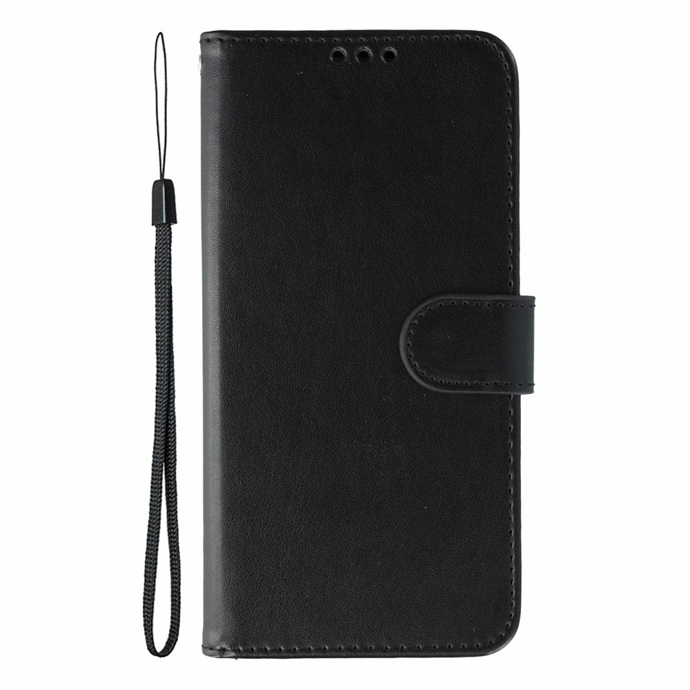 For iPhone 17 Pro Max Case PU Leather Flip Wallet Phone Cover with Strap - Black